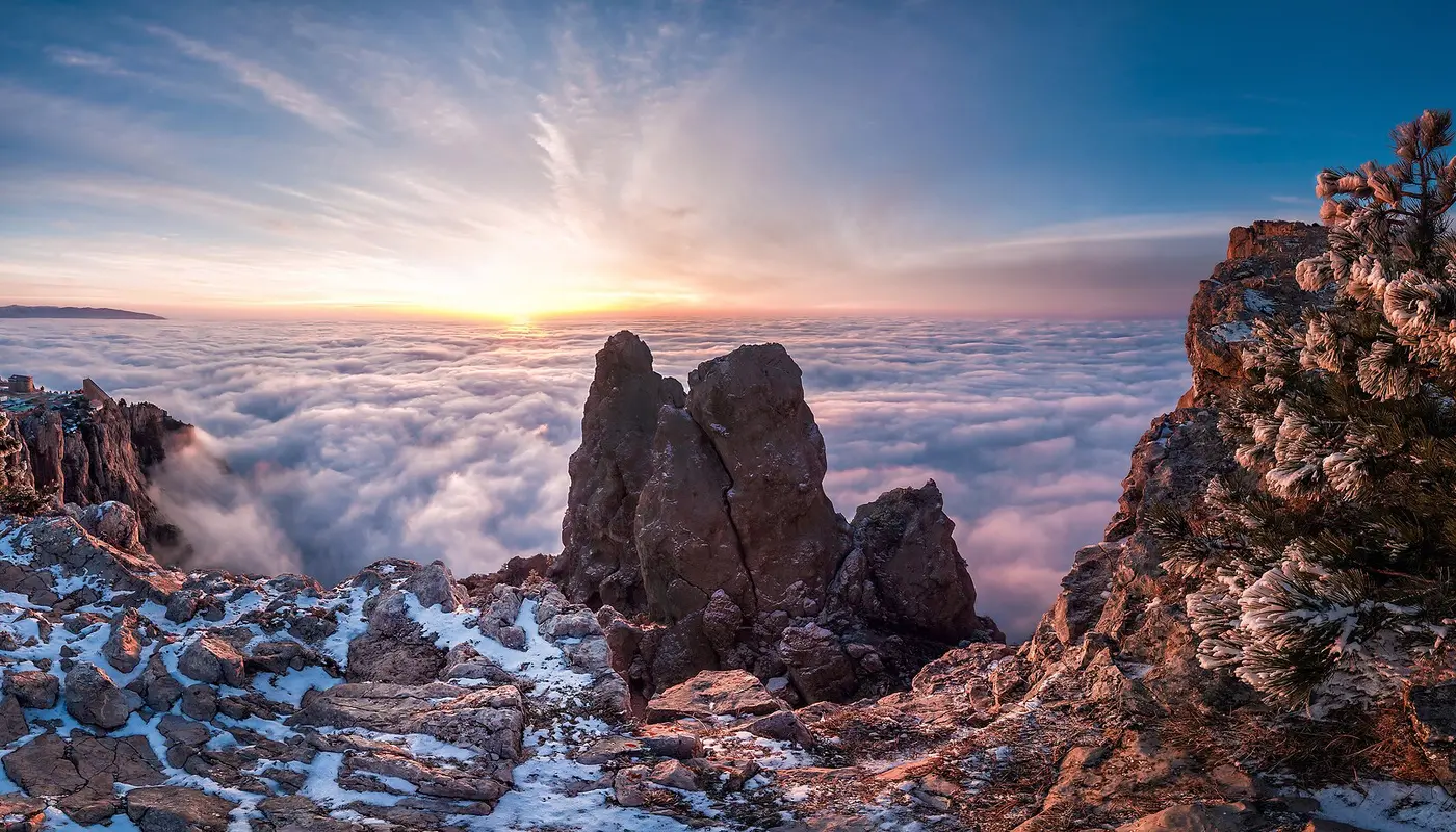 Crimea, Ai Petri, low clouds